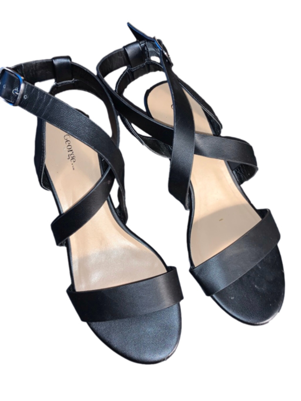 Women's George Black heeled Sandals Size 8